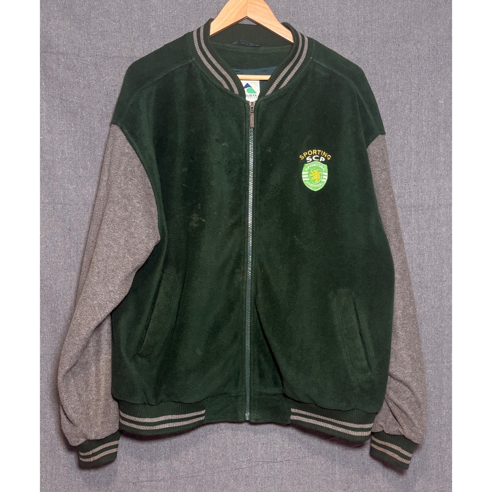 Augusta Vintage Sporting CP Fleece Bomber Jacket‎ Mens Sz L Soccer Portugal
